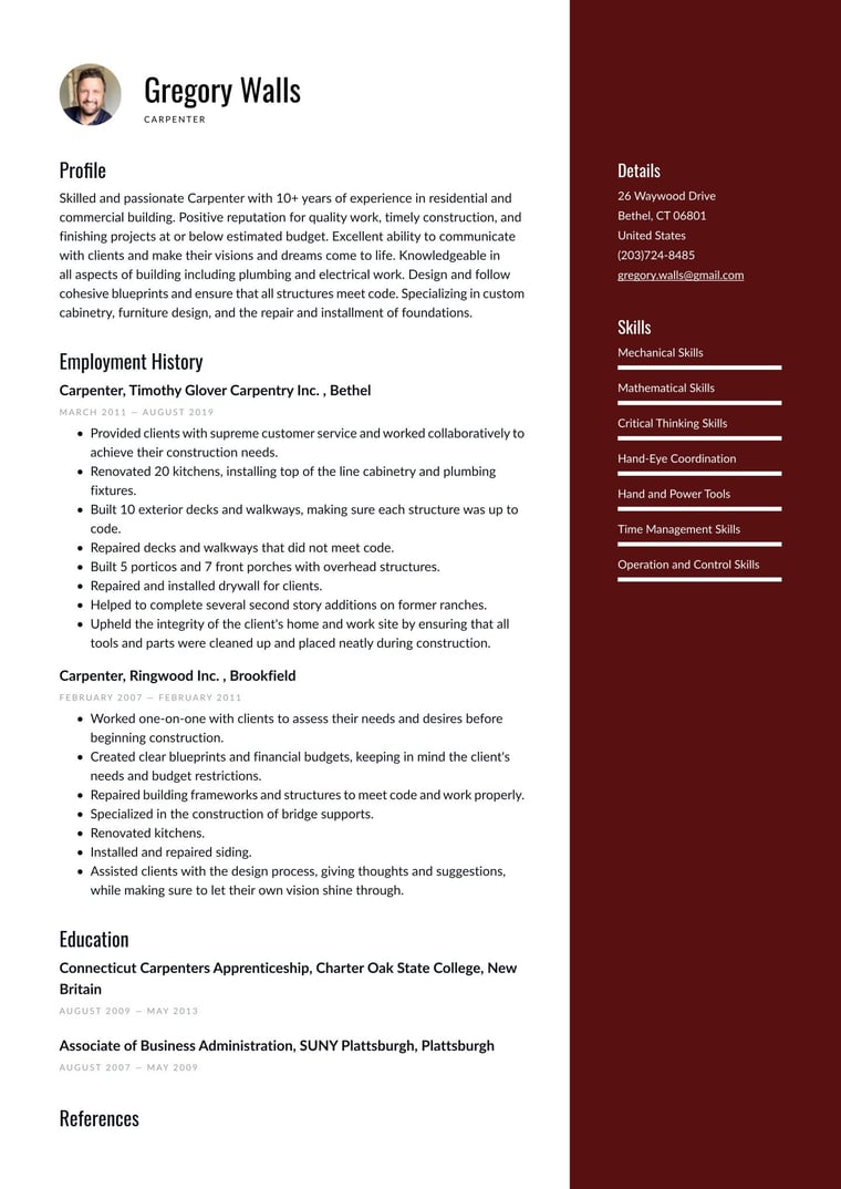 Template Preview 5 resume template preview